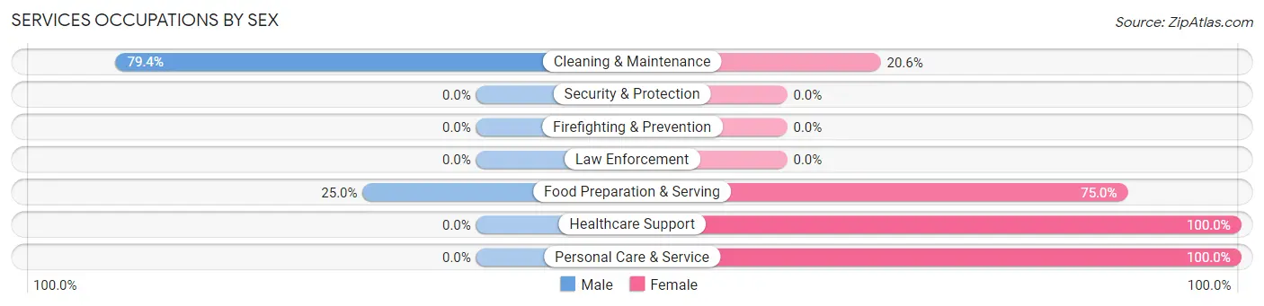 Services Occupations by Sex in Geyserville