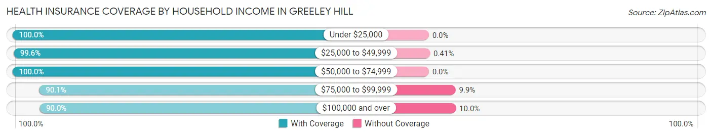 Health Insurance Coverage by Household Income in Greeley Hill
