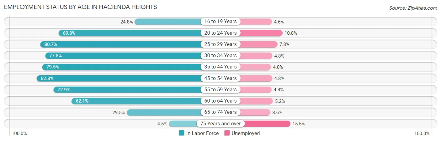 Employment Status by Age in Hacienda Heights