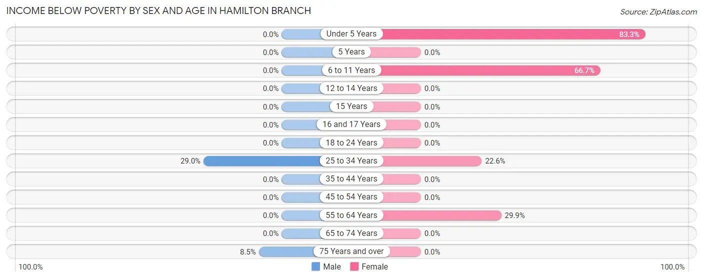 Income Below Poverty by Sex and Age in Hamilton Branch