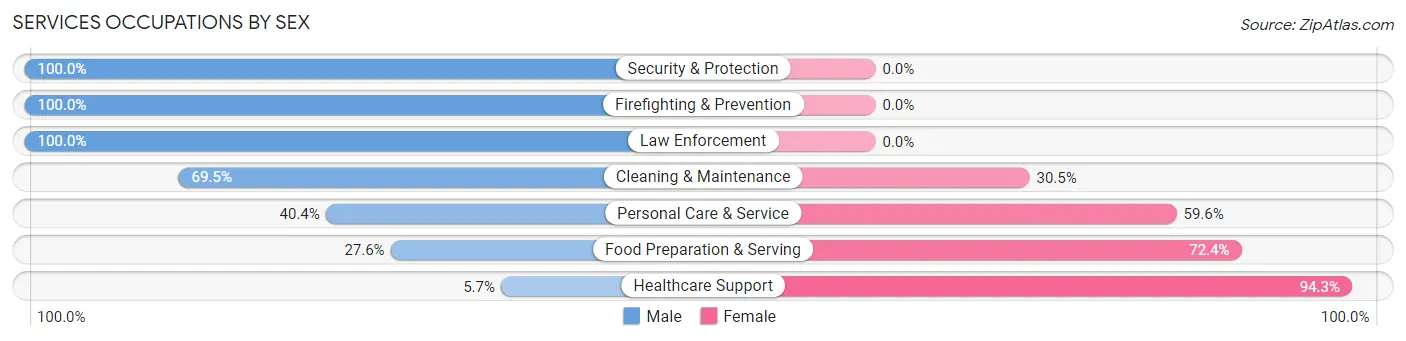 Services Occupations by Sex in Healdsburg