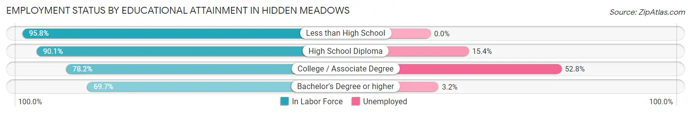 Employment Status by Educational Attainment in Hidden Meadows