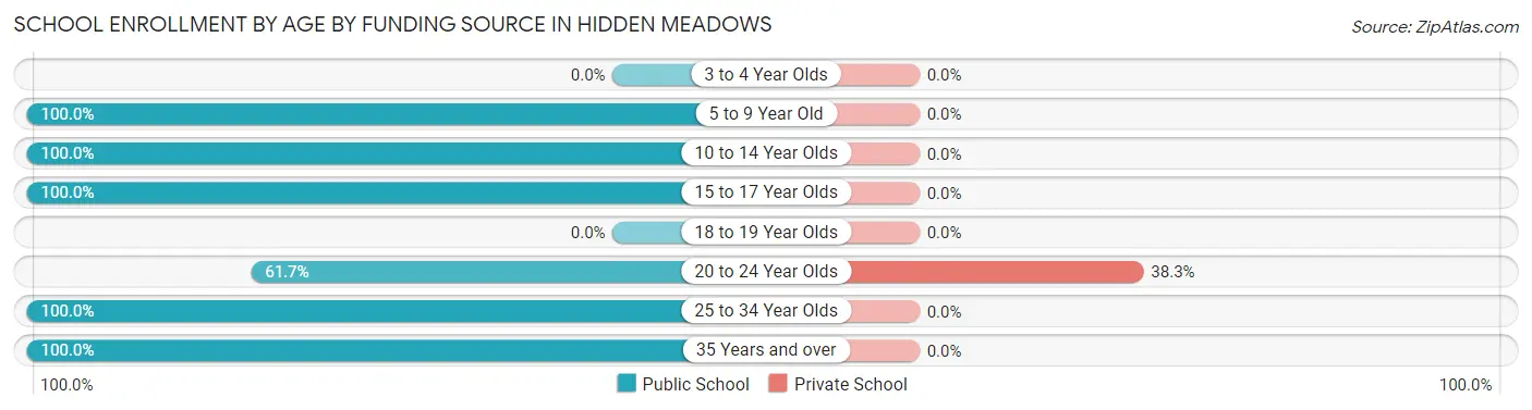 School Enrollment by Age by Funding Source in Hidden Meadows