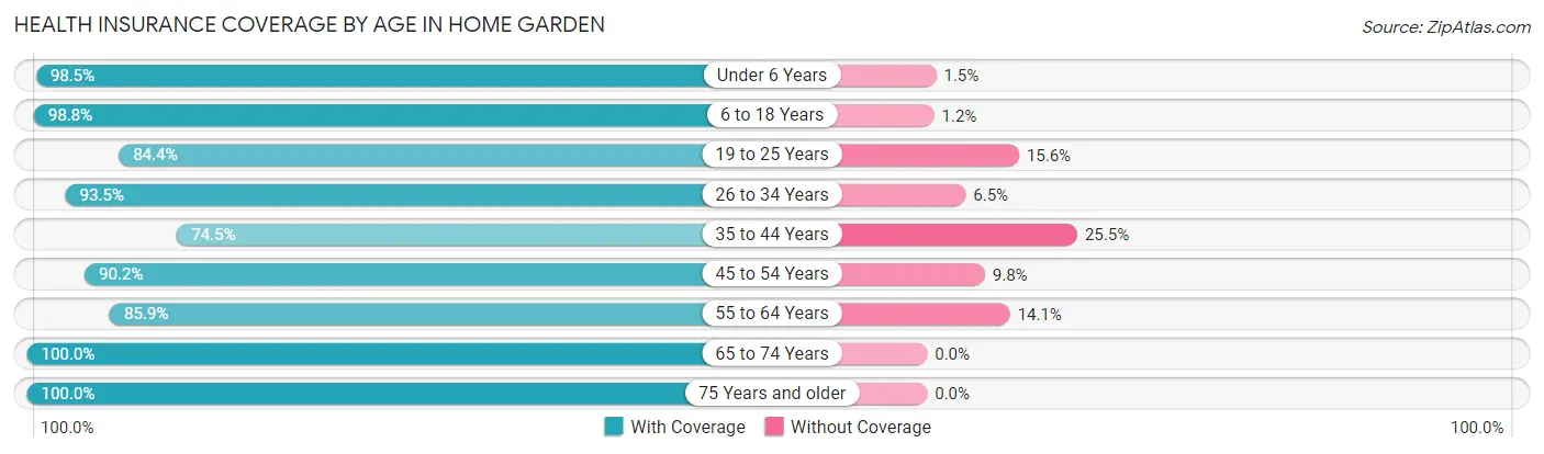 Health Insurance Coverage by Age in Home Garden