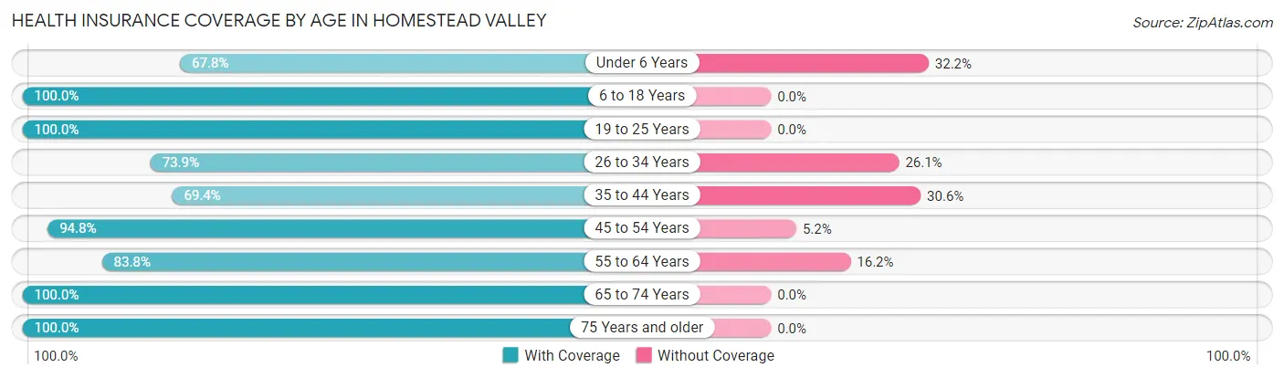 Health Insurance Coverage by Age in Homestead Valley