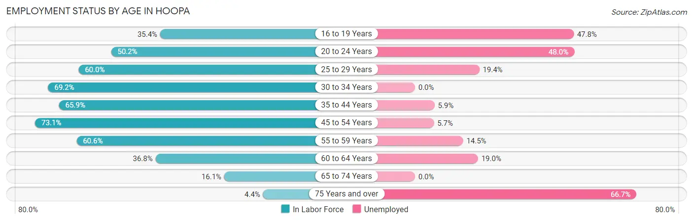 Employment Status by Age in Hoopa