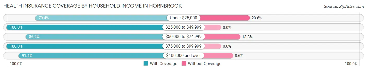 Health Insurance Coverage by Household Income in Hornbrook