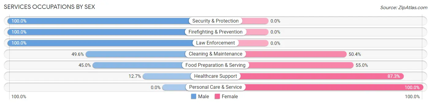 Services Occupations by Sex in Interlaken