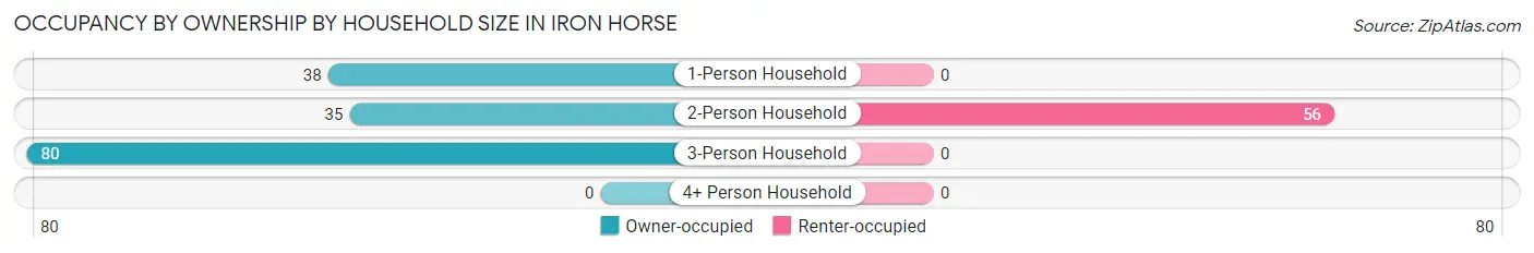 Occupancy by Ownership by Household Size in Iron Horse