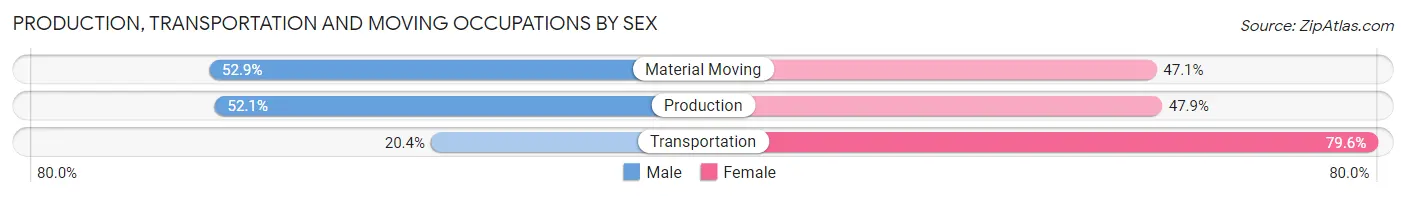 Production, Transportation and Moving Occupations by Sex in Isla Vista