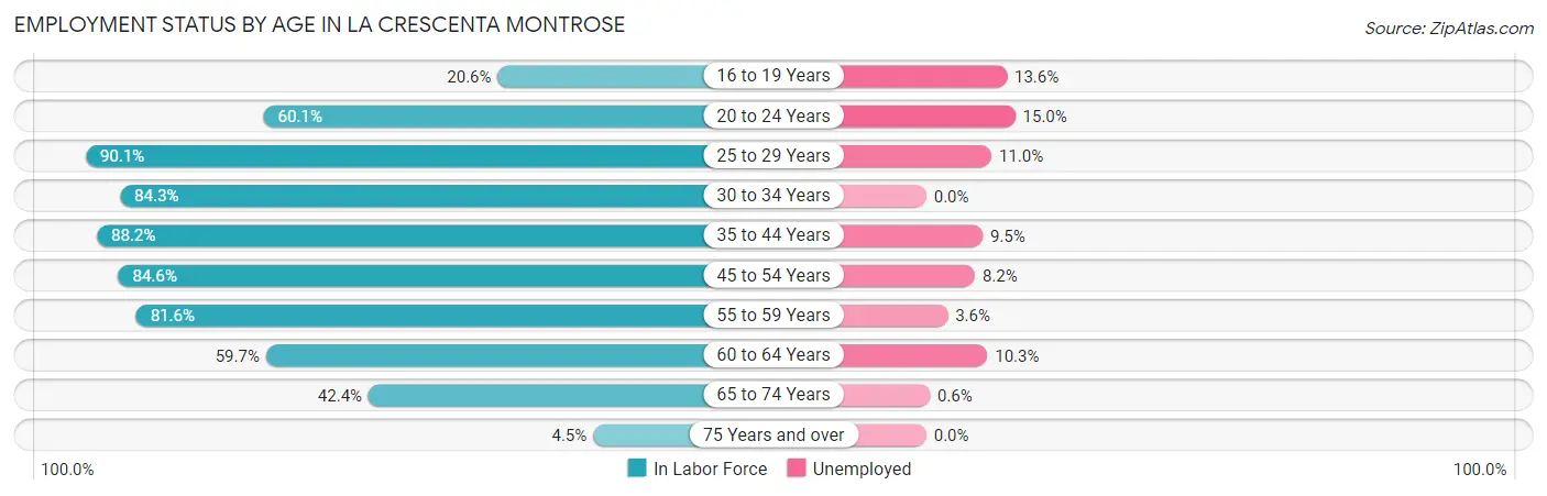 Employment Status by Age in La Crescenta Montrose