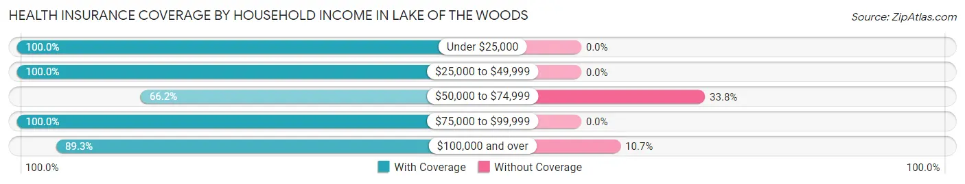 Health Insurance Coverage by Household Income in Lake of the Woods