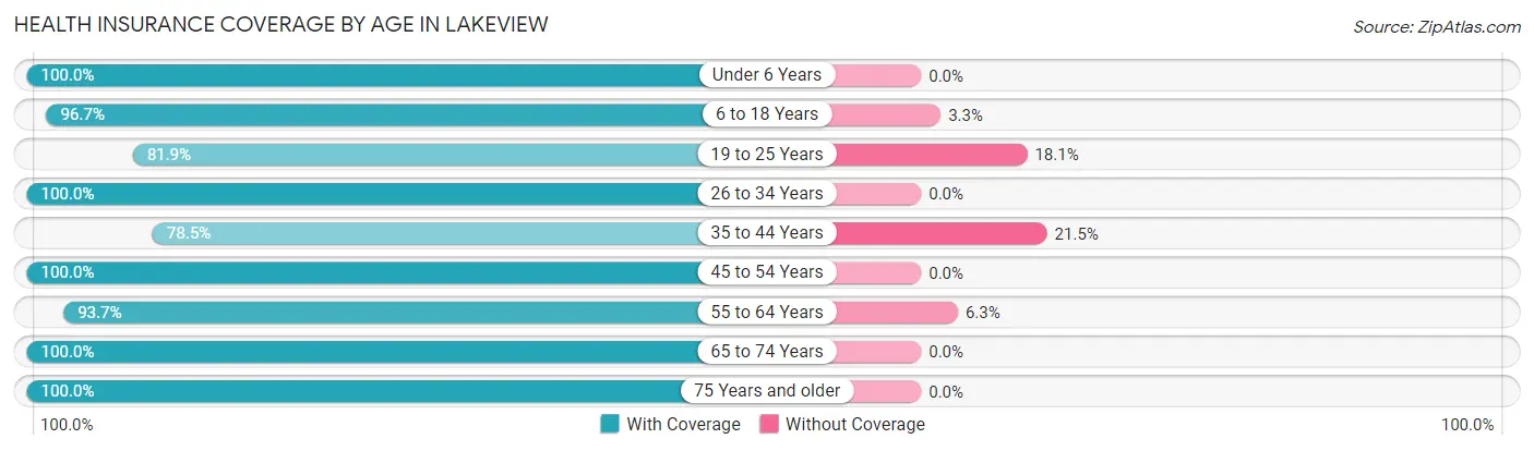 Health Insurance Coverage by Age in Lakeview