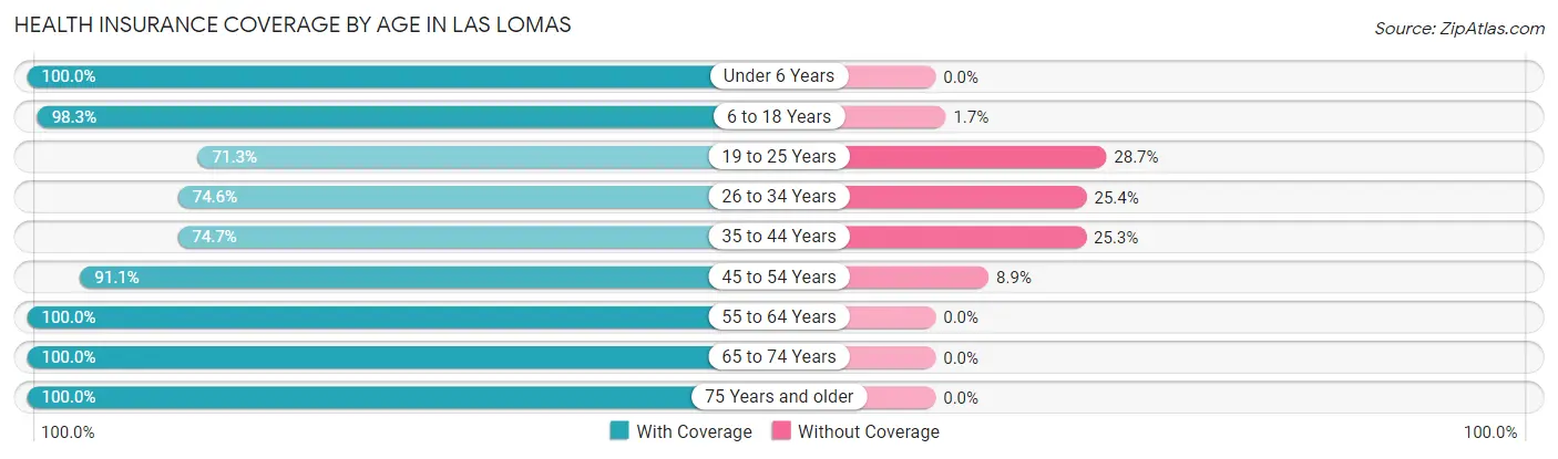 Health Insurance Coverage by Age in Las Lomas