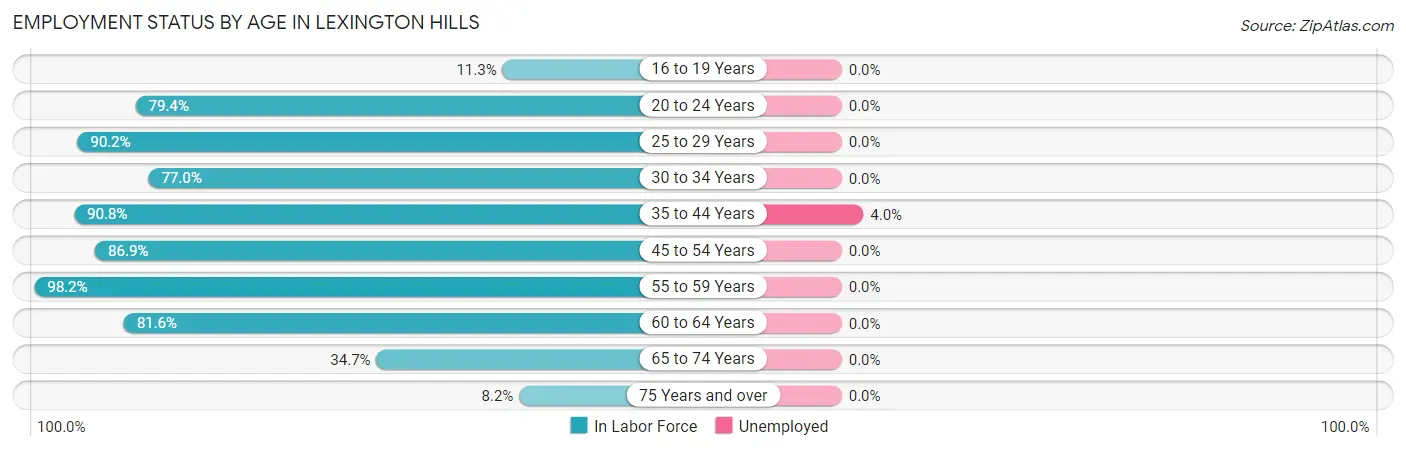 Employment Status by Age in Lexington Hills