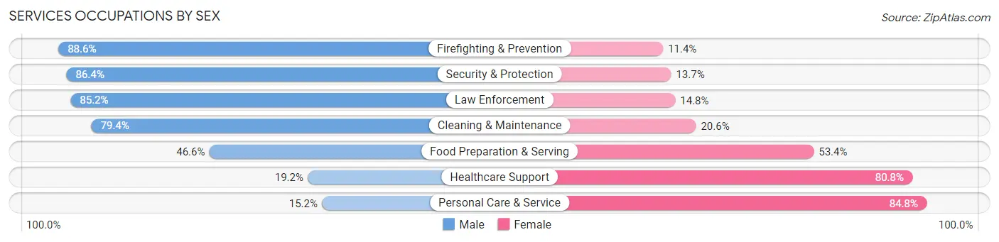 Services Occupations by Sex in Lincoln