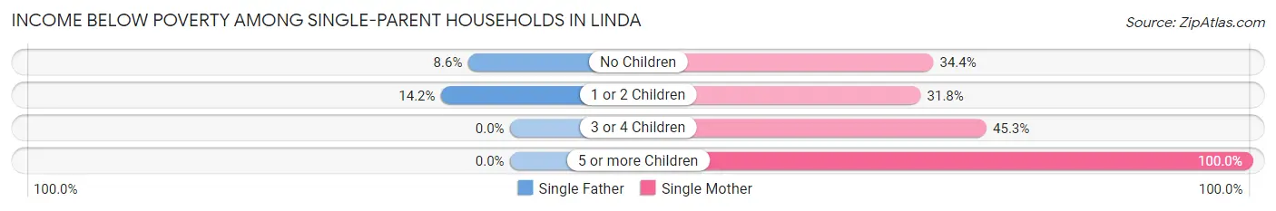 Income Below Poverty Among Single-Parent Households in Linda