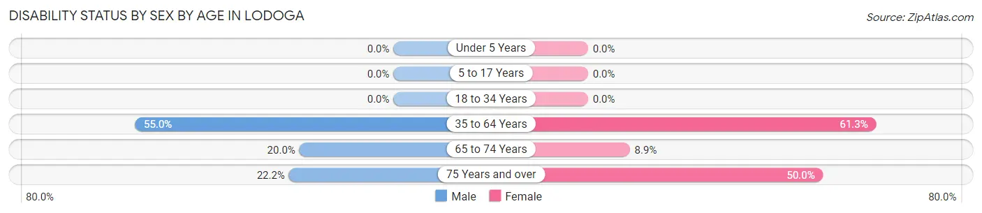Disability Status by Sex by Age in Lodoga