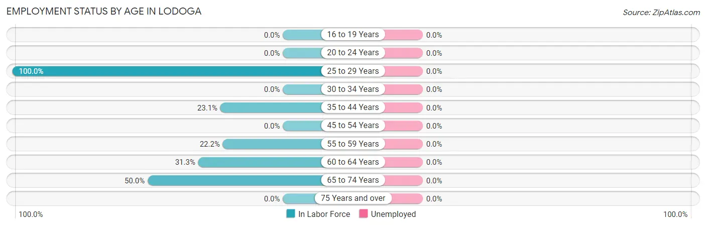 Employment Status by Age in Lodoga