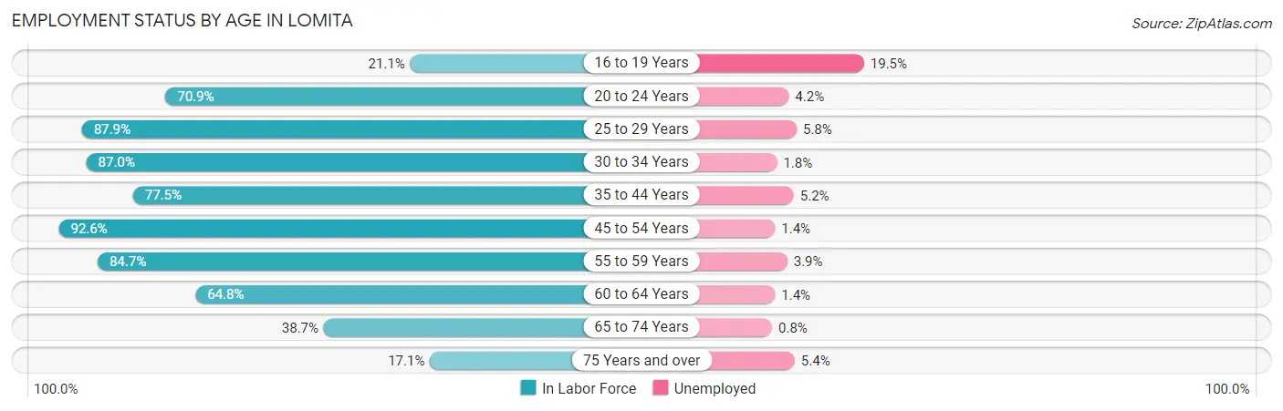 Employment Status by Age in Lomita