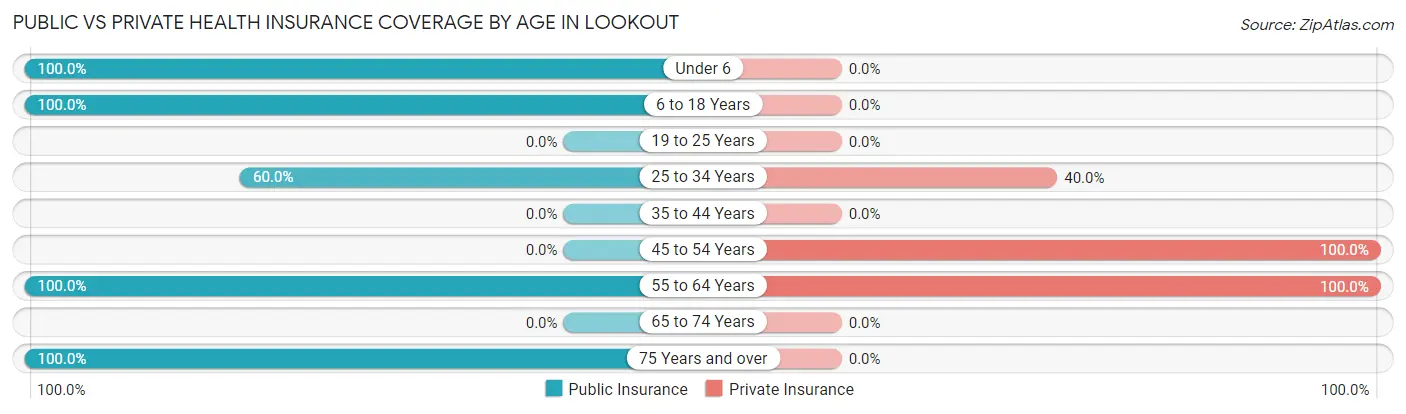 Public vs Private Health Insurance Coverage by Age in Lookout