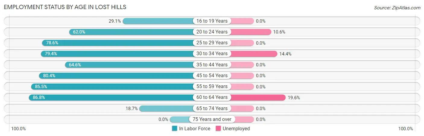 Employment Status by Age in Lost Hills