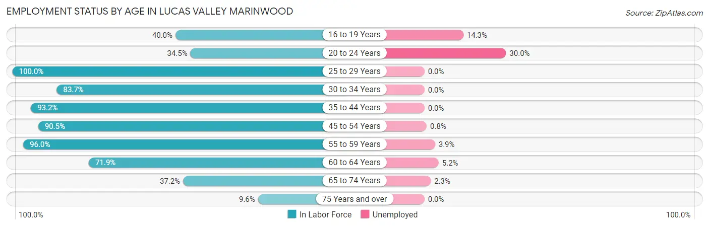 Employment Status by Age in Lucas Valley Marinwood