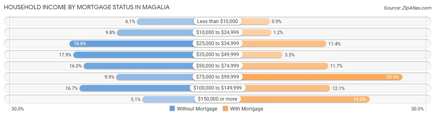 Household Income by Mortgage Status in Magalia