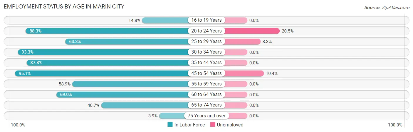 Employment Status by Age in Marin City