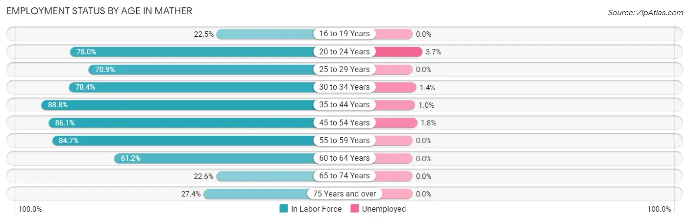 Employment Status by Age in Mather