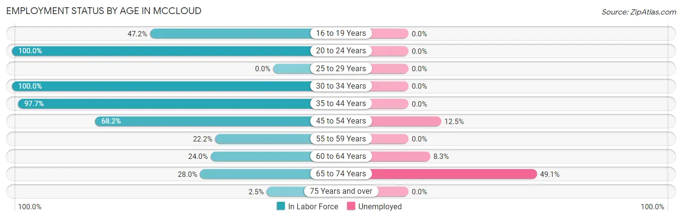 Employment Status by Age in Mccloud