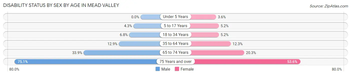 Disability Status by Sex by Age in Mead Valley