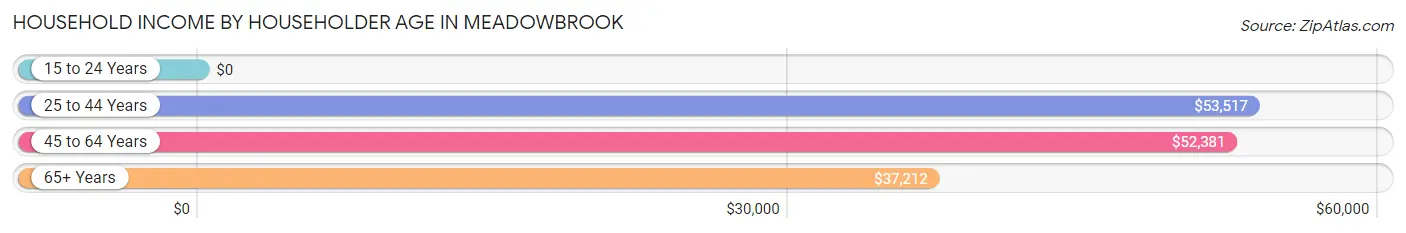 Household Income by Householder Age in Meadowbrook