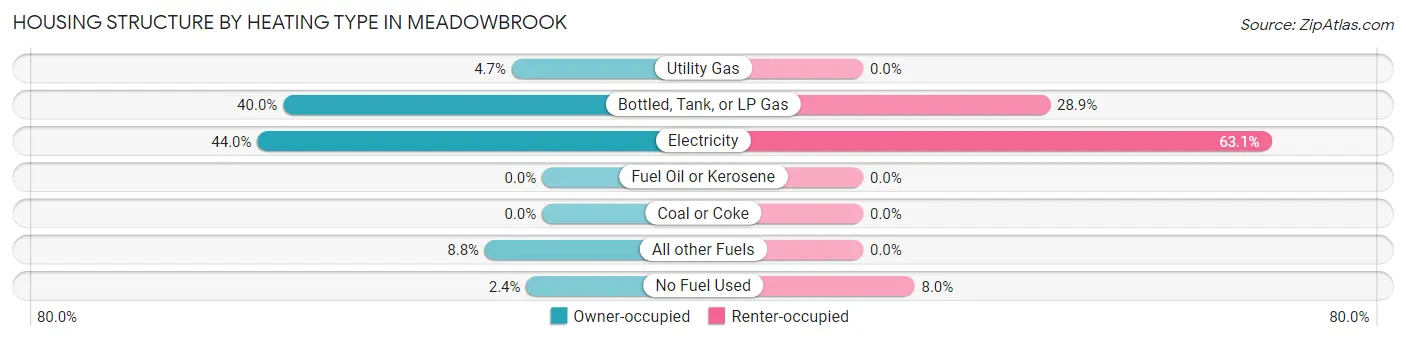 Housing Structure by Heating Type in Meadowbrook