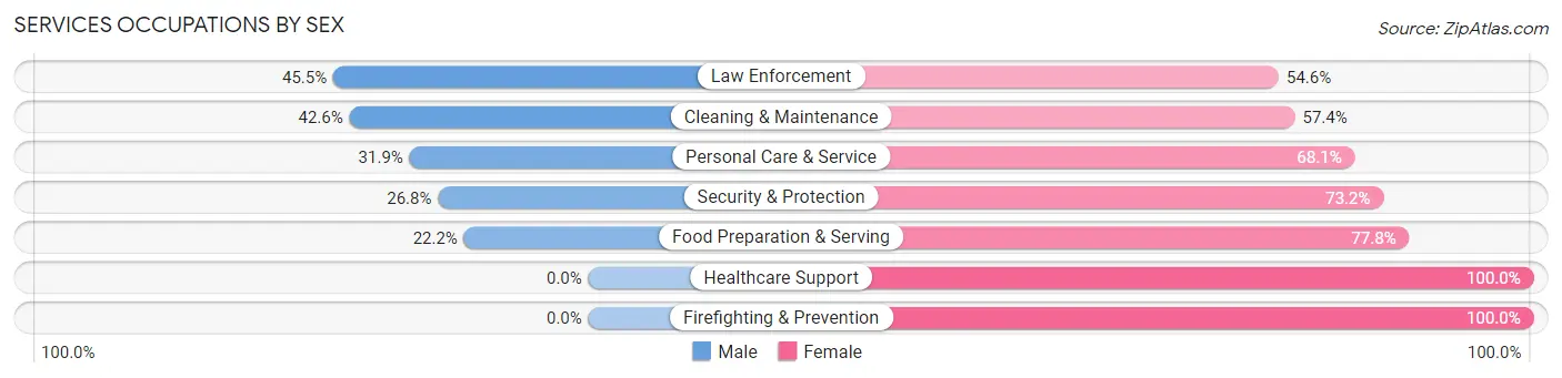 Services Occupations by Sex in Mecca