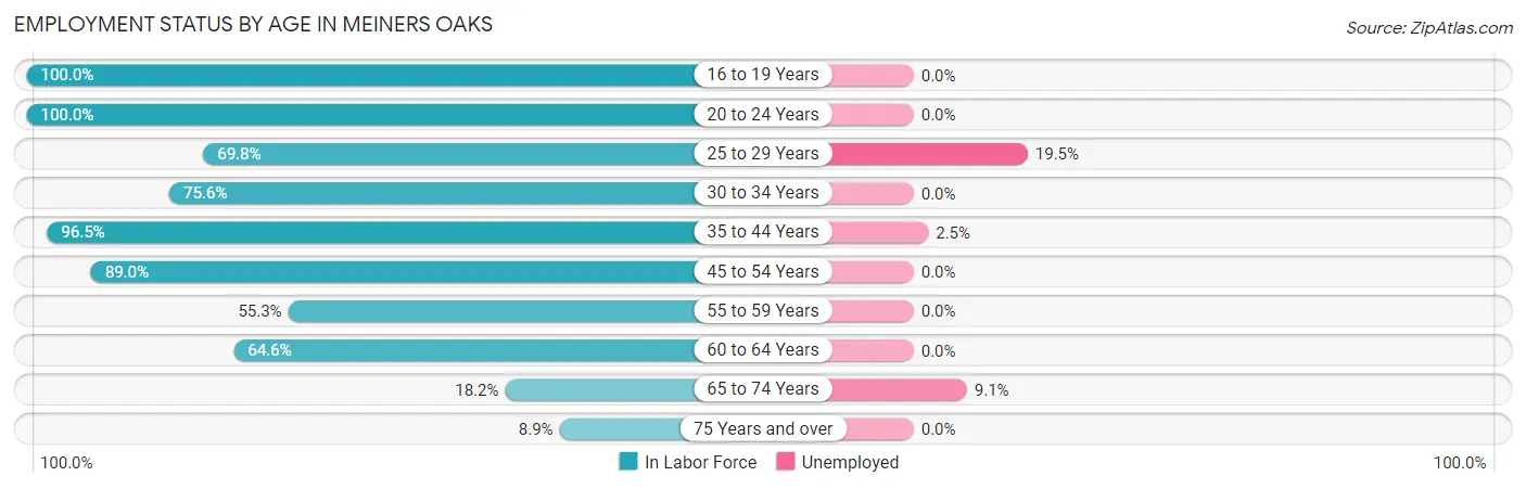 Employment Status by Age in Meiners Oaks