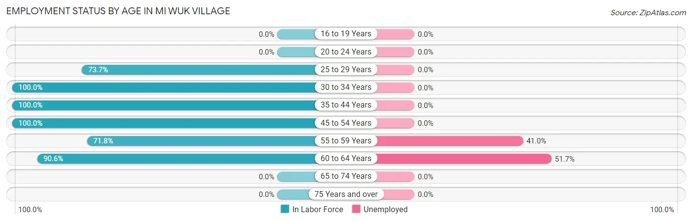 Employment Status by Age in Mi Wuk Village
