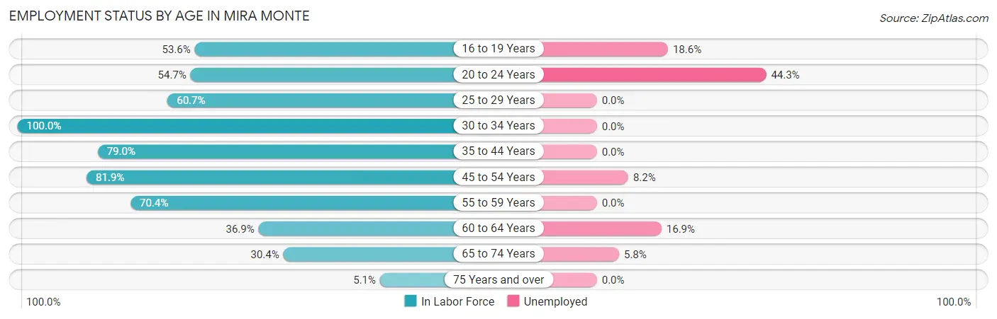 Employment Status by Age in Mira Monte