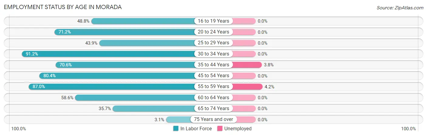 Employment Status by Age in Morada