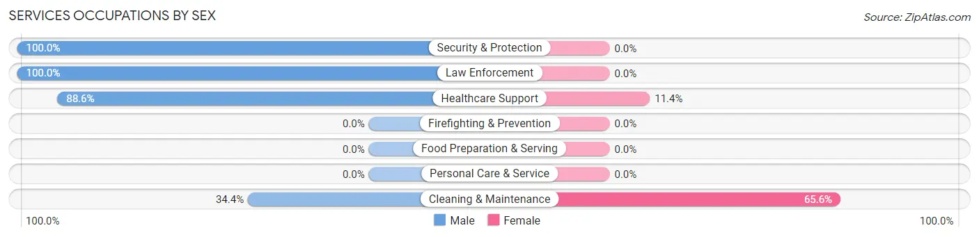 Services Occupations by Sex in Morada