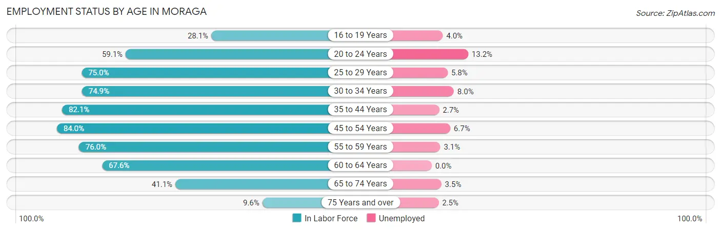 Employment Status by Age in Moraga