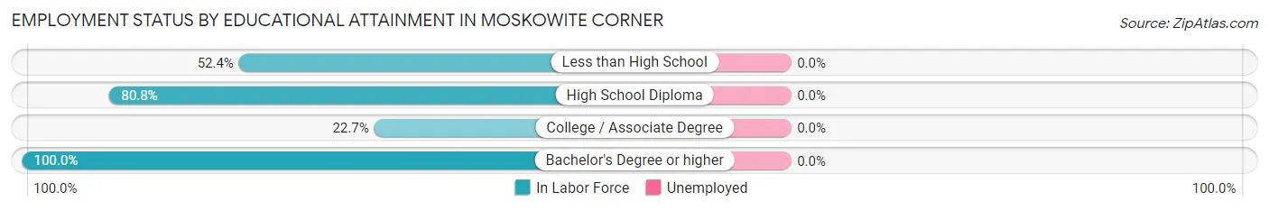 Employment Status by Educational Attainment in Moskowite Corner