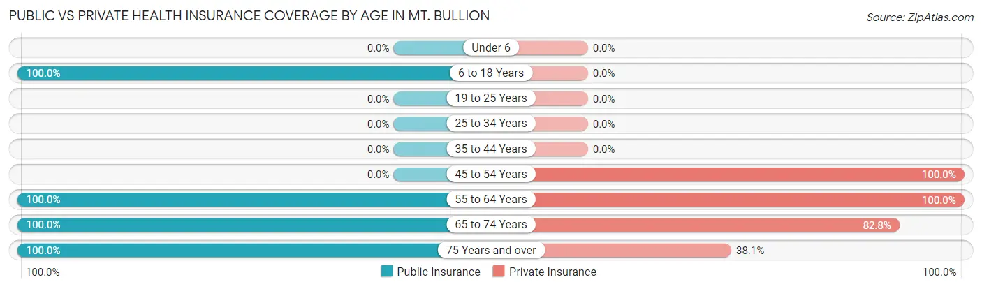 Public vs Private Health Insurance Coverage by Age in Mt. Bullion