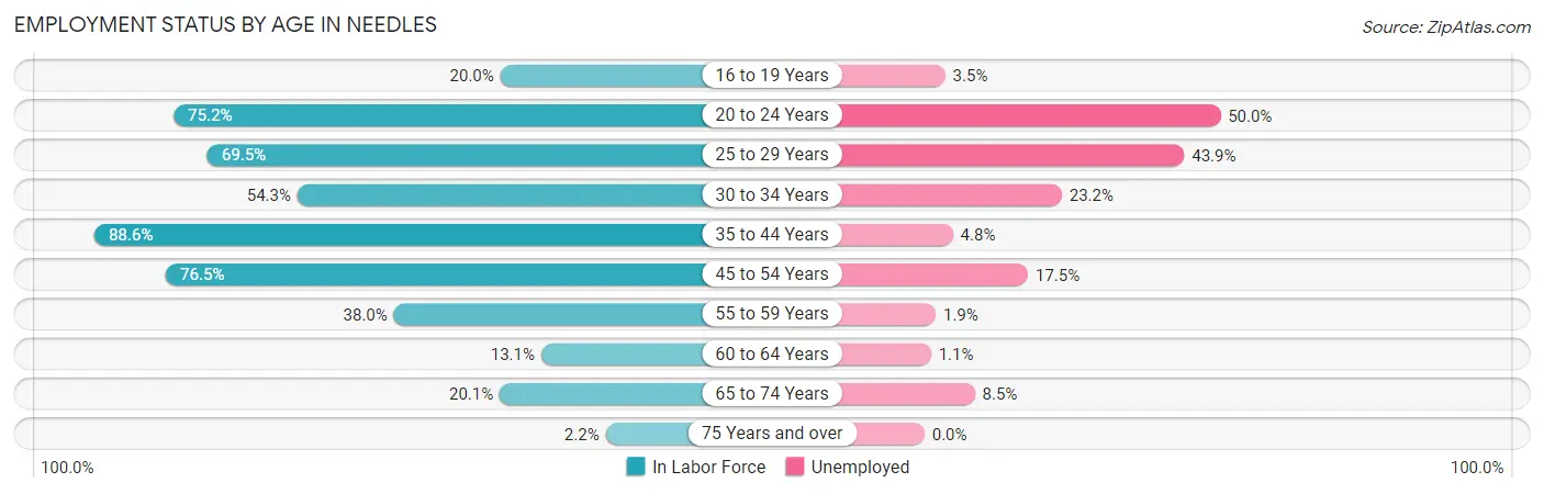 Employment Status by Age in Needles