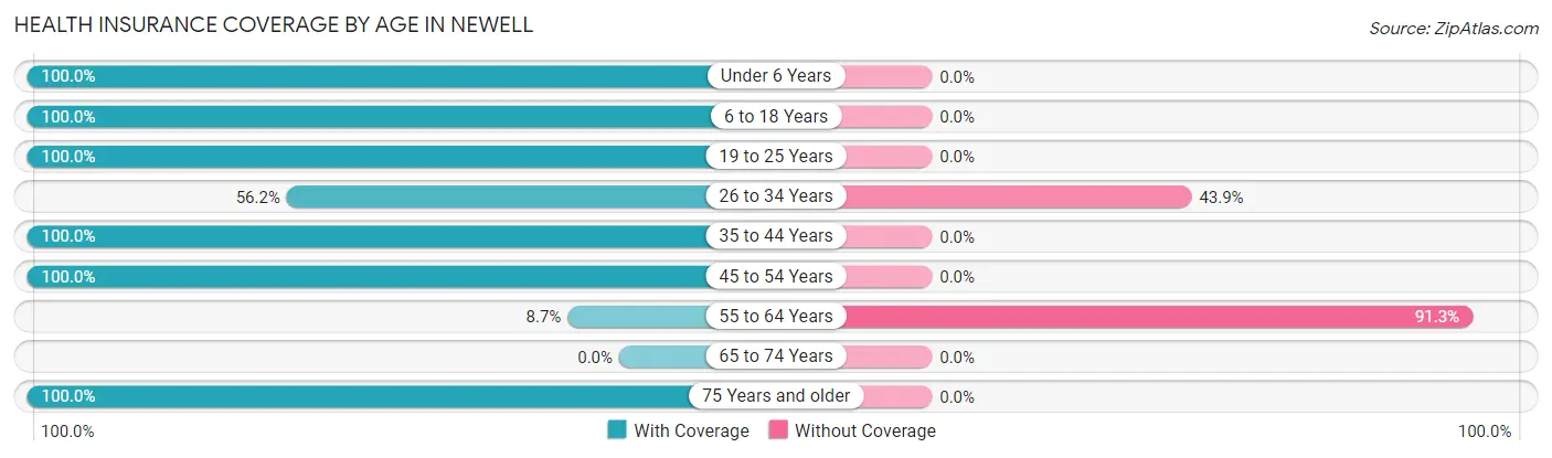 Health Insurance Coverage by Age in Newell