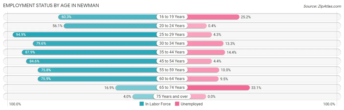 Employment Status by Age in Newman
