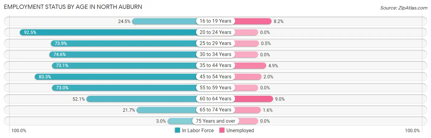 Employment Status by Age in North Auburn