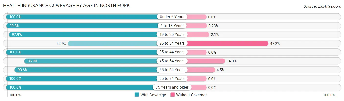 Health Insurance Coverage by Age in North Fork