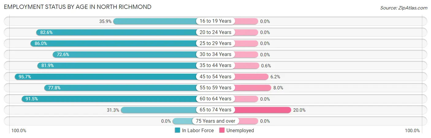 Employment Status by Age in North Richmond