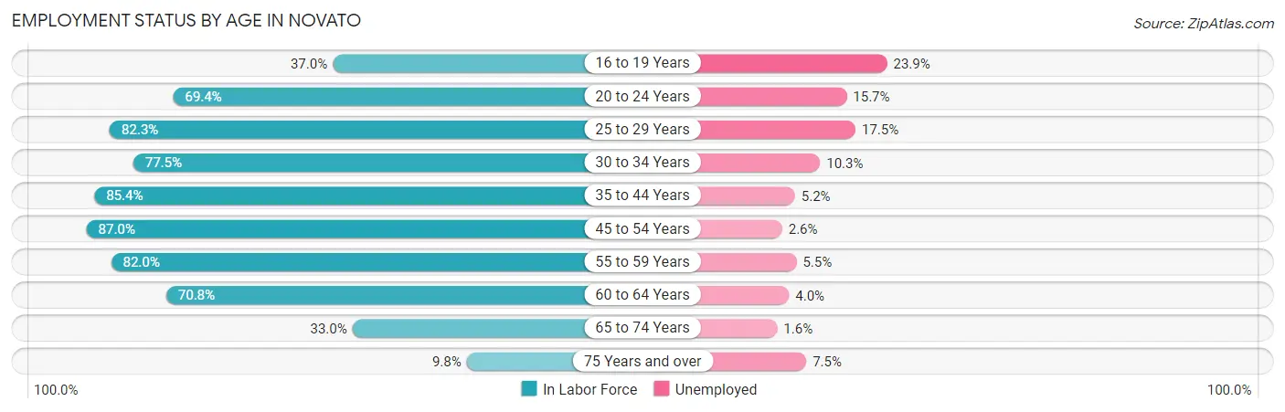 Employment Status by Age in Novato